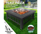 Grillz Outdoor Fire Pit BBQ Table Grill Garden Wood Burning Fireplace Stove