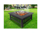 Grillz Outdoor Fire Pit BBQ Table Grill Garden Wood Burning Fireplace Stove