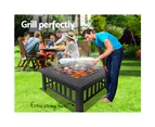 Grillz Outdoor Fire Pit BBQ Table Grill Garden Wood Burning Fireplace Stove