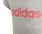 Adidas Girls' Linear Tee / T-Shirt / Tshirt - Medium Grey Heather/Royal Pink