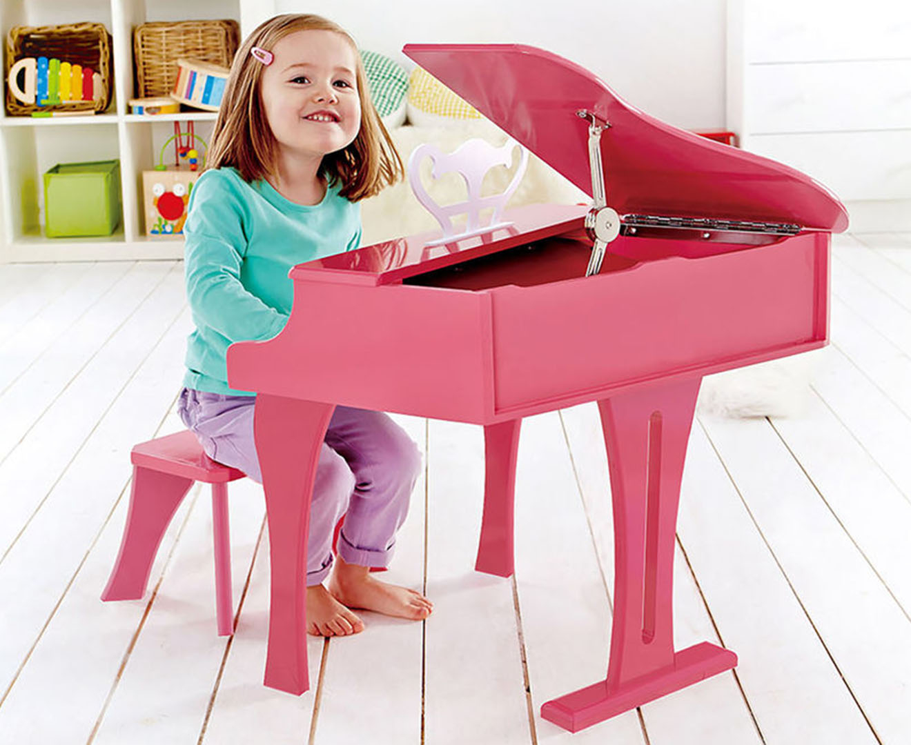 Hape Happy Melody Grand Piano w/ Stool Musical Toy - Pink ...