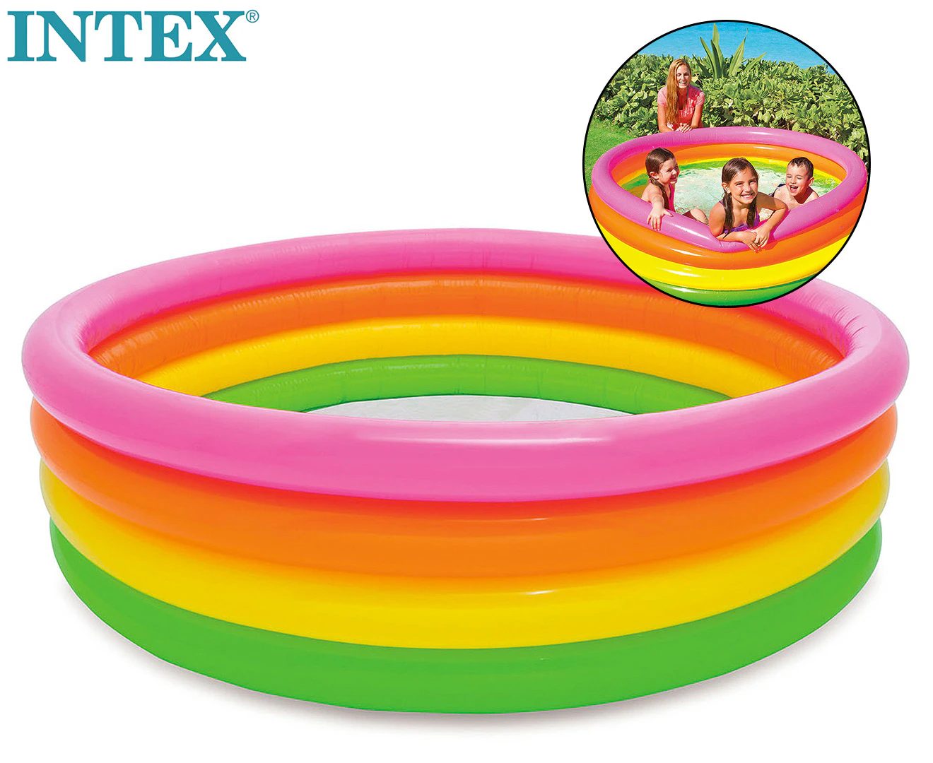 Intex 168x46cm Outdoor/Patio Inflatable Kids/Children Round Swimming Pool 3y+