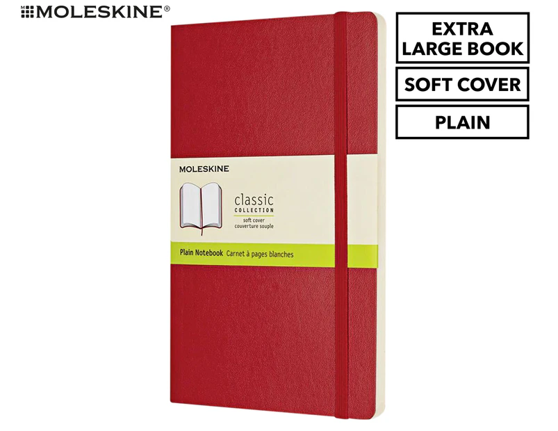 Moleskine Classic Extra Large Plain Soft Cover Notebook - Scarlet Red