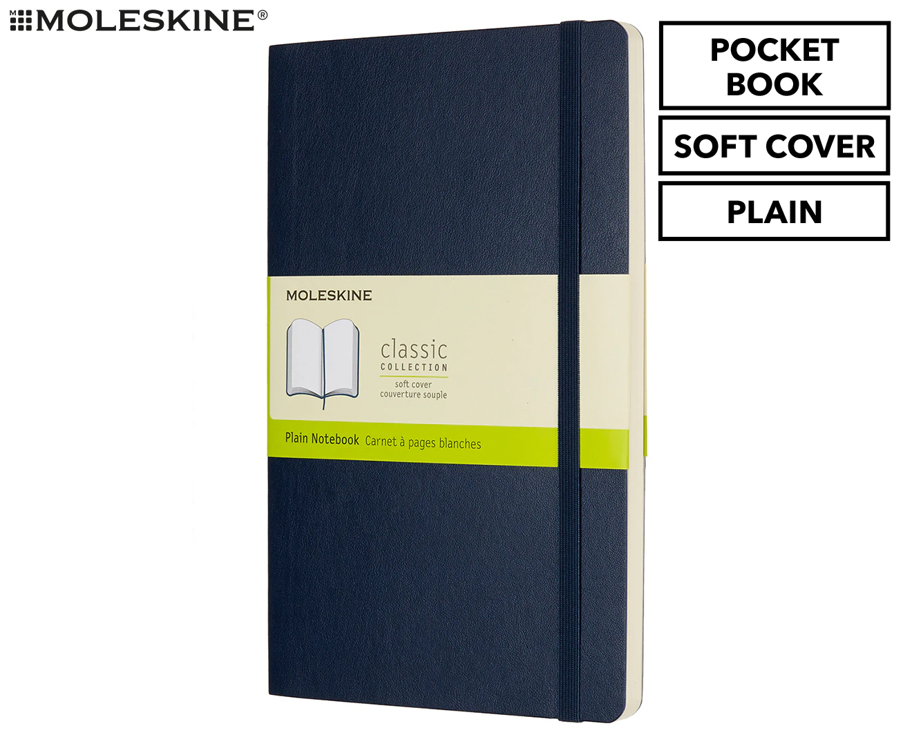 Moleskine Classic Pocket Plain Soft Cover Notebook - Sapphire Blue