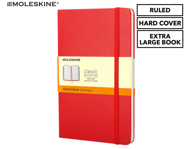 Moleskine Classic Extra Large Ruled Hard Cover Notebook - Scarlet Red