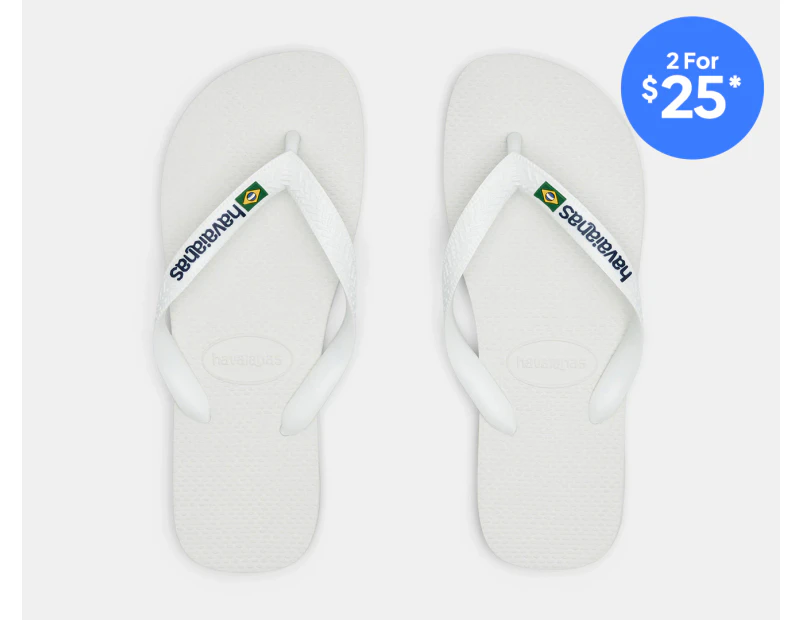 Havaianas Unisex Brasil Logo Thongs - White