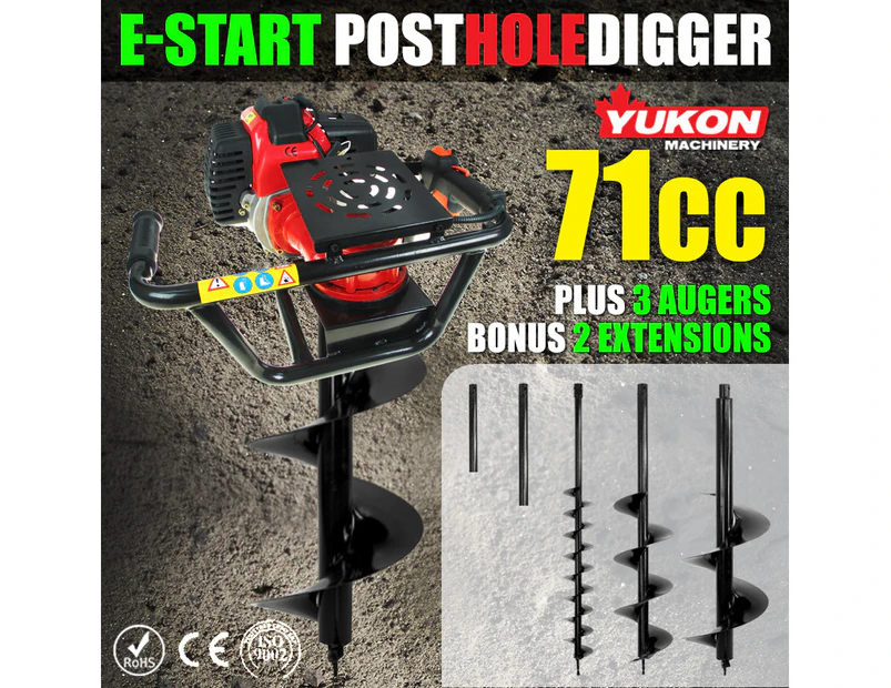 71cc Post Hole Digger with three Augers
