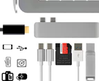 USB C To HDMI VGA Adapter Double-head Type-c HUB To HDNI 4k Hub Reader Type-c Docking Station Lightning 3 Interface-Silver