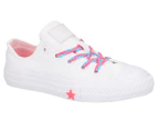 Converse Girls' Chuck Taylor All Star Glow Up Ox Sneakers - White/Racer Pink/Gnarly Blue