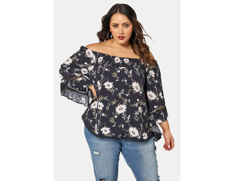 SUNDAY IN THE CITY Women's Floral Flutter Top