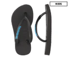 Havaianas Kids' Slim Logo Pop Up Thongs - Black/Turquoise