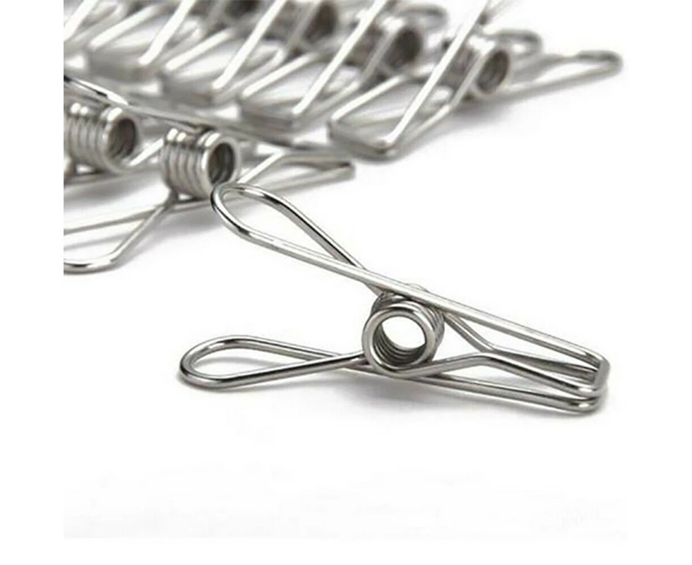 70Pcs Clothes Pegs Stainless Steel Hanging Clip Pin Laundry Windproof Clamp