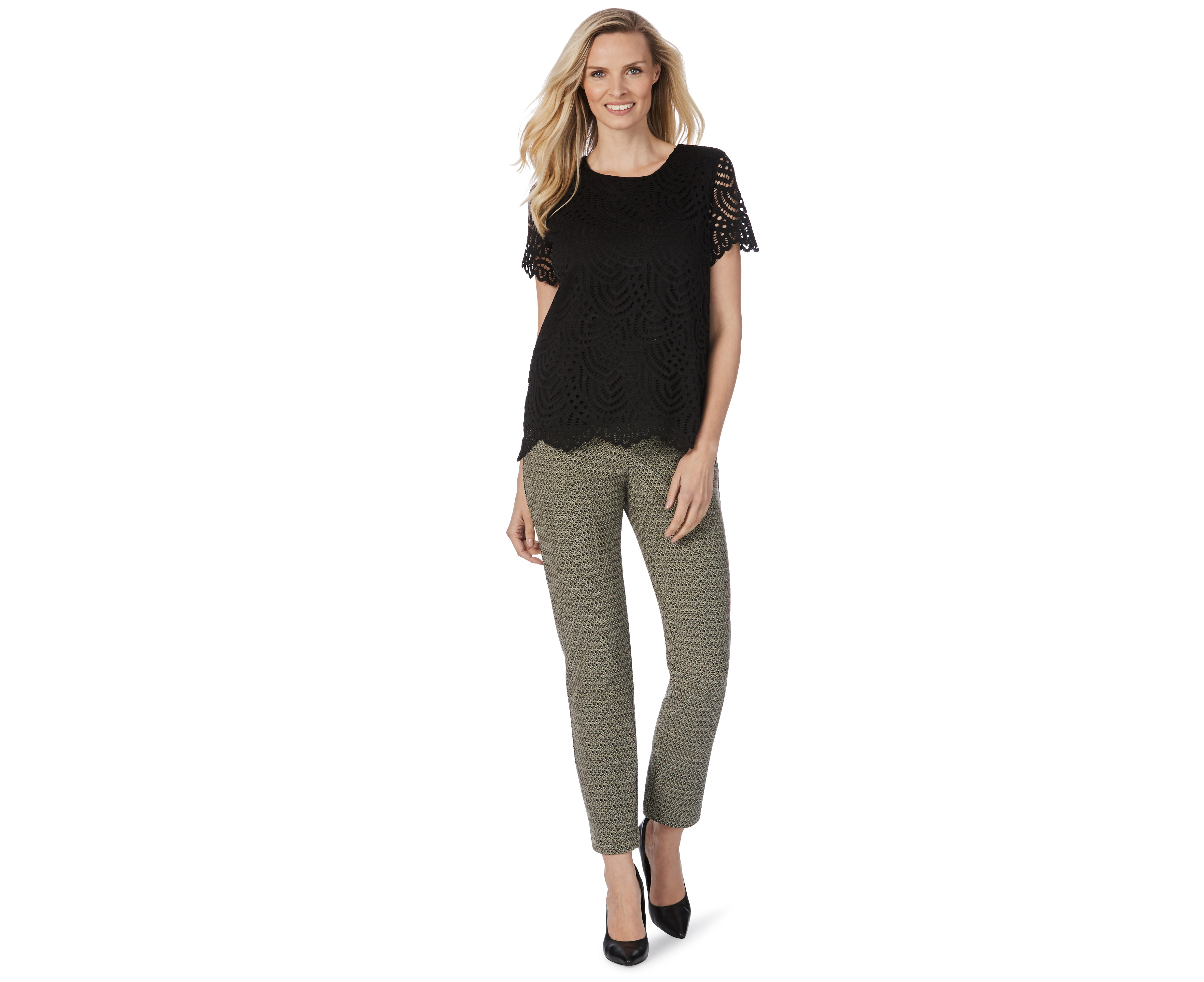 Noni B Liz Jordan Ellie Jacquard Pant - Womens - BLACK | Catch.com.au