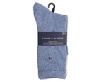 Tommy Hilfiger Women's Basic Flat Knit Socks 3-Pack - Blue Assorted