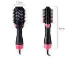 Mini Travel Curling Hair Brush 2 in 1 Infrared Negative Ion Hot Air Comb Roll Straight Hair Dryer Multi-Functional Comb-Black
