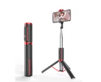 Aluminum Alloy Bluetooth Remote Control Selfie Stick with Reinforced Tripod Mini Selfie Stick-BLACK