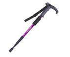 Adjustable Anti Shock Strong Lightweight Aluminum 4 Section Curved Handle Hiking Poles for Walking or Trekking-Purple