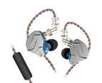KZ ZSN pro Headphones Quad-core Moving Iron Double Circle Diy Custom Wireless  Call Sports - GRAY - WITH LINE CONTROL