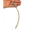 14k Yellow And White Gold Pear Shape Links Bracelet, 7,25" - Yellow