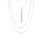 Sterling Silver Multi Strand Fancy Link Tassel Necklace, 18" - White 1