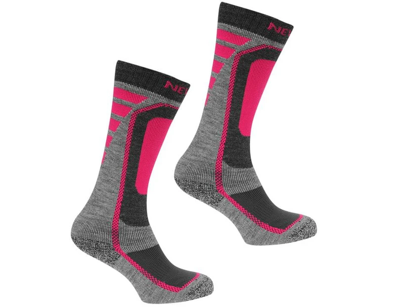 Nevica Kids Meribel 2 Pack Ski Socks Juniors - Pink/Grey