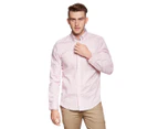 Ben Sherman Men's Micro Geo Long Sleeve Shirt - White/Peach