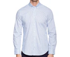 Ben Sherman Men's Micro Geo Long Sleeve Shirt - Sky Blue