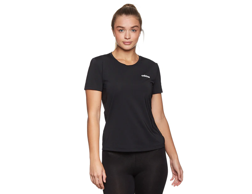 Adidas Women's D2M Solid Tee / T-Shirt / Tshirt - Black/White