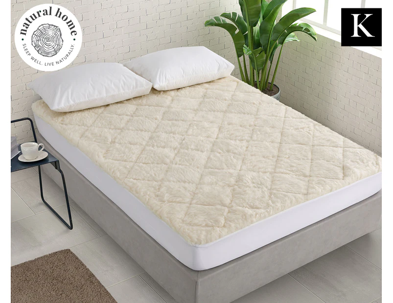 Natural Home King Bed Reversible Wool Underlay - White