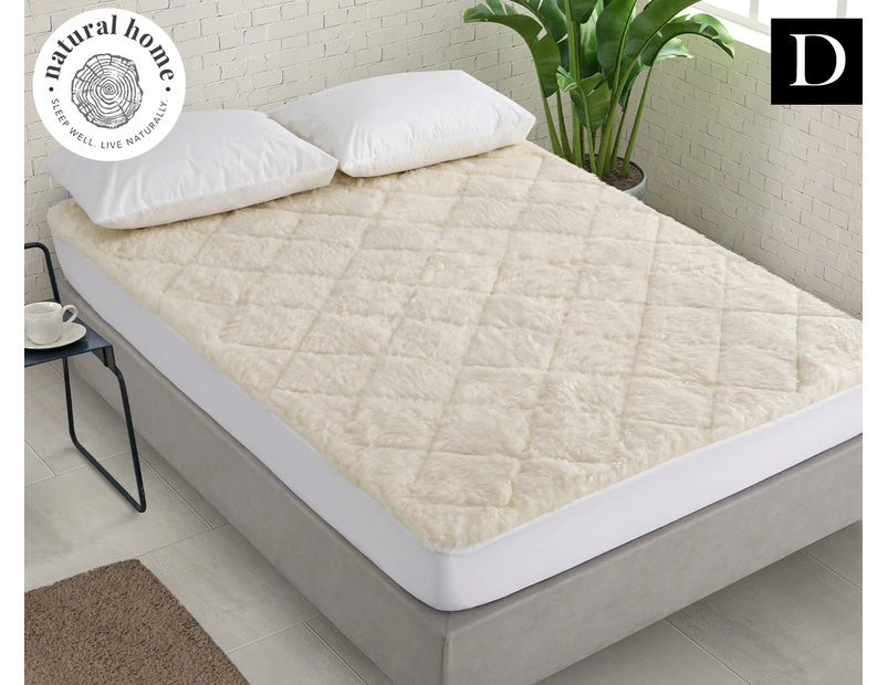 Natural Home Double Bed Reversible Wool Underlay - White