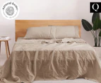 Natural Home Linen Queen Bed Sheet Set - Hazelnut