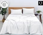 Natural Home Organic Cotton Queen Bed Sheet Set - White