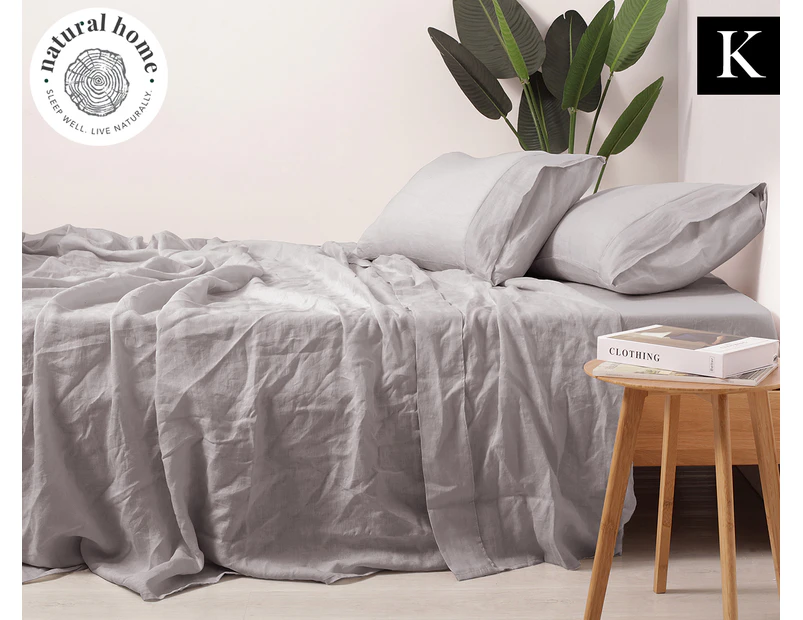 Natural Home Linen King Bed Sheet Set - Linen