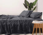 Natural Home Linen Super King Bed Sheet Set - Charcoal