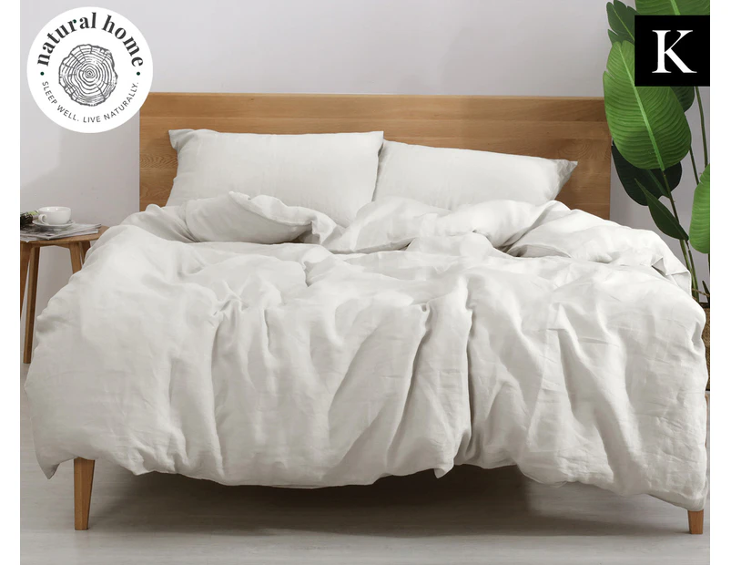 Natural Home Linen King Bed Quilt Cover Set - White