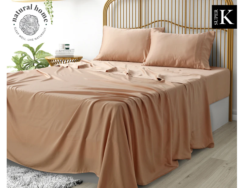 Natural Home Tencel Super King Bed Sheet Set - Hazelnut