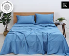 Natural Home Organic Cotton King Bed Sheet Set - Niagara Blue