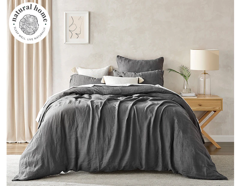 Natural Home Linen Quilt Cover Set - Charcoal