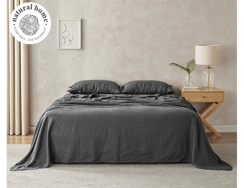 Natural Home Linen Sheet Set - Charcoal