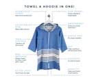 TASSOS Kids Hooded Turkish Towel Zip/Pockets | Unisex: Royal Blue/White