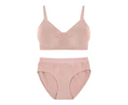 Bamboo Padded Bra and High Cut Brief Set - Nude
