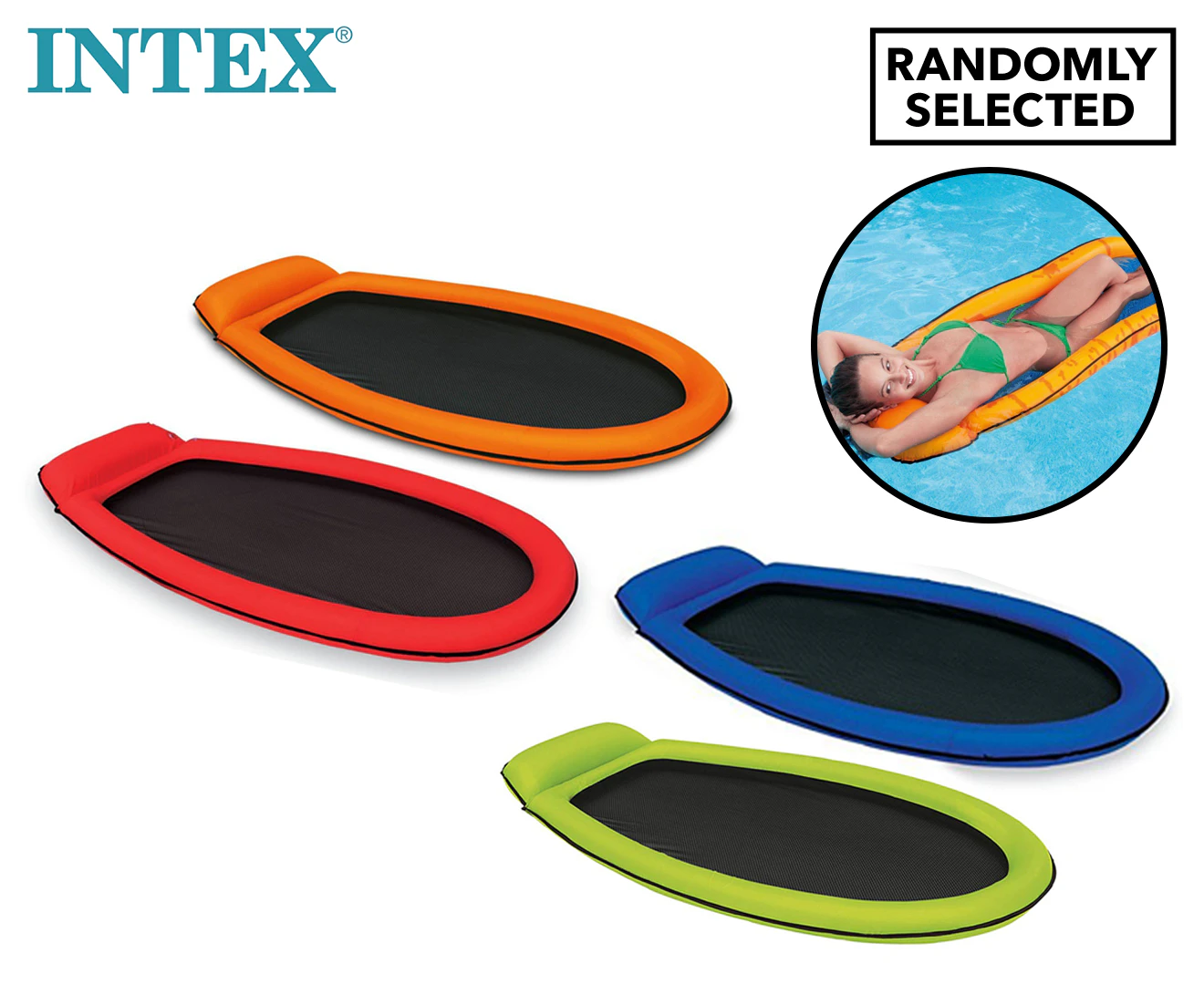 Intex 1.7M Mesh Lounge Kids Inflatable Swimming Pool Float Water Beach Raft 14y+