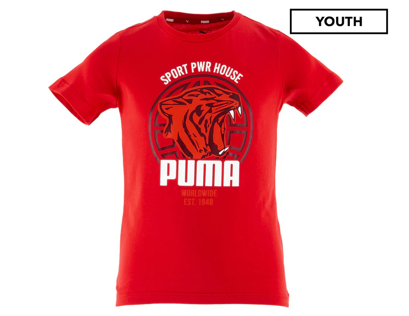 Puma Boys' Alpha Graphic Tee / T-Shirt / Tshirt - High Risk Red