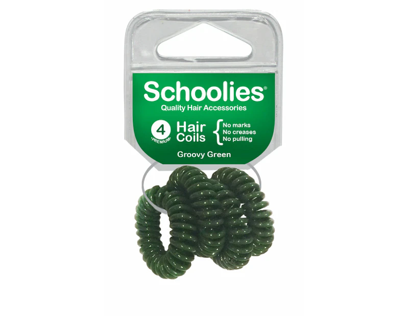 SCHOOLIES  455 Hair Coils 4pc Groovy Green