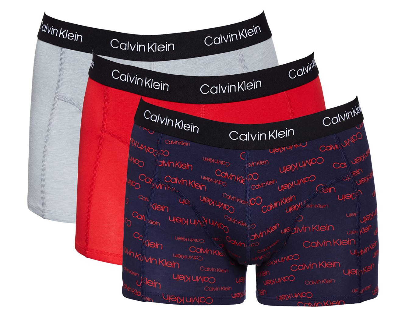 Calvin Klein Men's Axis Cotton Stretch Trunks 3-Pack - Manic Red/New ...