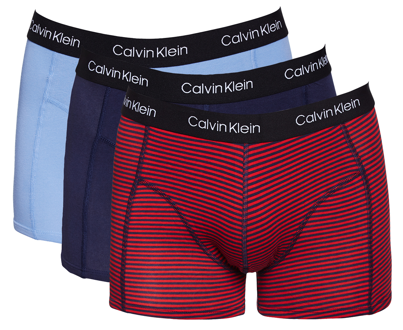 Calvin Klein Men's Axis Cotton Stretch Trunks 3-Pack - Blue/Marching ...