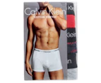 Calvin Klein Men's Axis Cotton Stretch Trunks 3-Pack - Manic Red/New Sign Logo Print/Wolf Grey