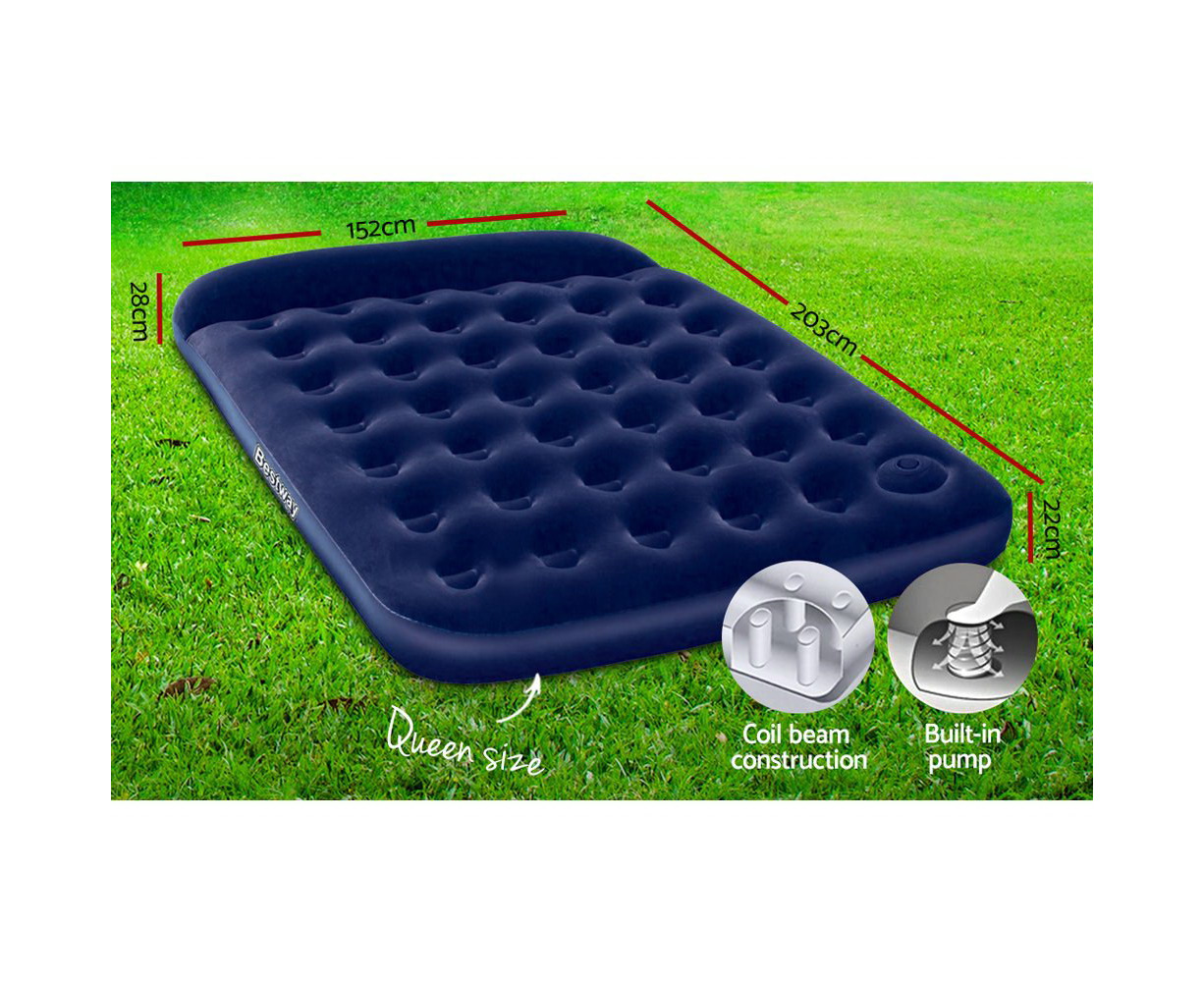 trespass flocked double airbed with foot pump