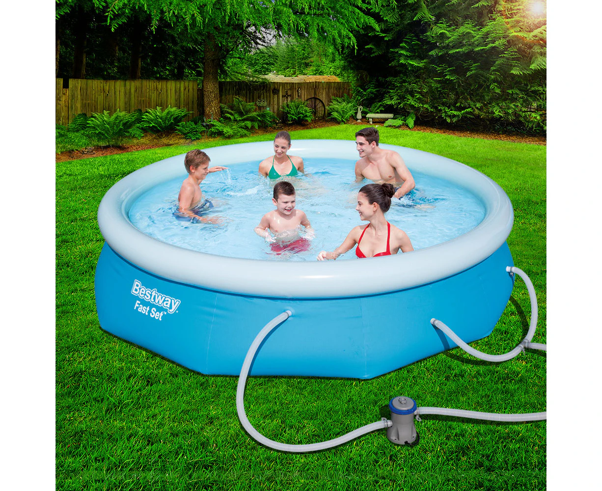 Bestway Above Ground Fast Set Round Swimming Pool Family Filter Pump 10ft