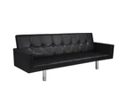 Sofa Bed with Armrest Black Artificial Leather